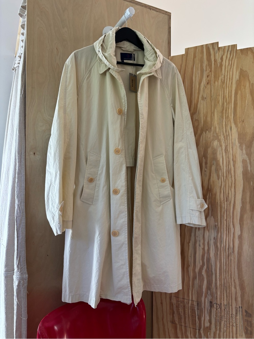 Moncler Trench Field Jacket Long French 3 Button Up Hooded